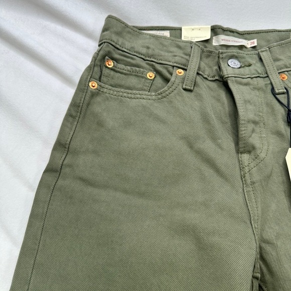 Levi's Wedge Straight Jeans 90's Gen Z Olive Green High Rise Size 26x26 NWT - Picture 4 of 16